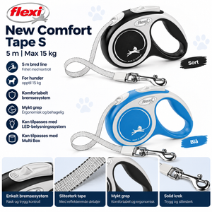 Flexi New Comfort Tape S 5 m – Blå / Sort