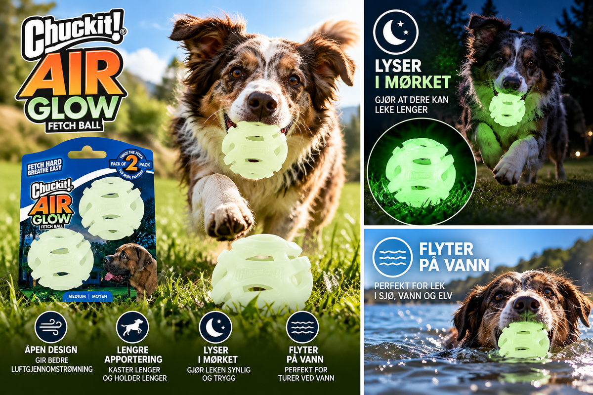 Chuckit! Max Glow Air Fetch Ball – 2-pak
