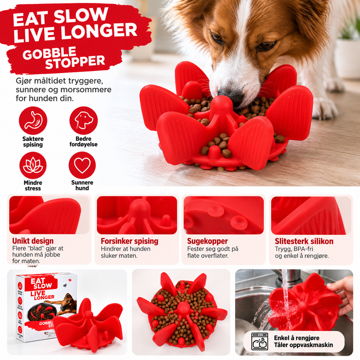 Eat Slow Live Longer Gobble Stopper – Rød