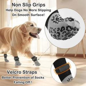 4PCS High Quality Anti-Slip Cozy Dog Socks Anti-Scratch Adjustable