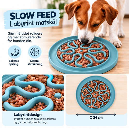 Slow Feed Fôrmatte i Silikon – Labyrint 24 cm