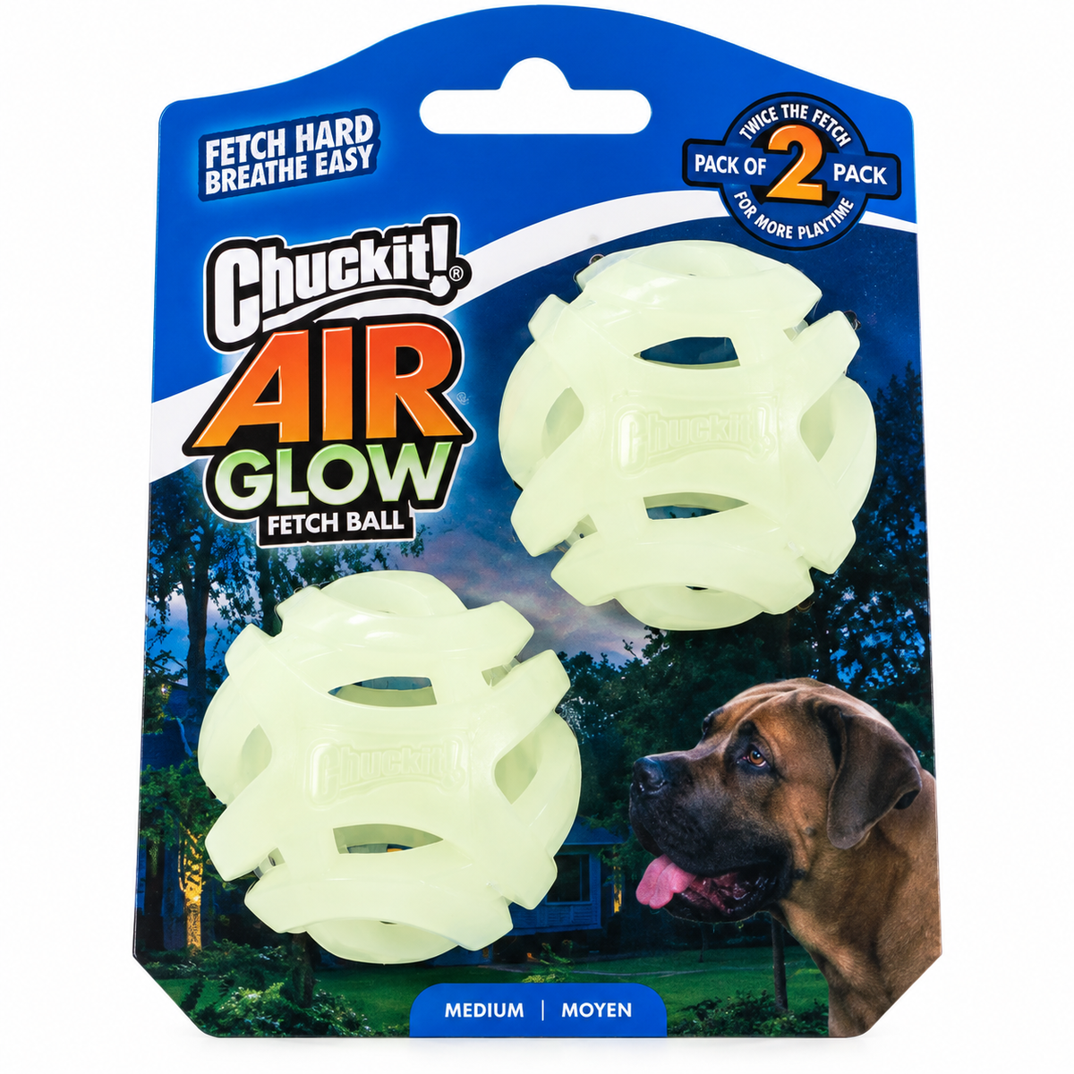 Chuckit Max Glow Air Fetch Ball 2-pak