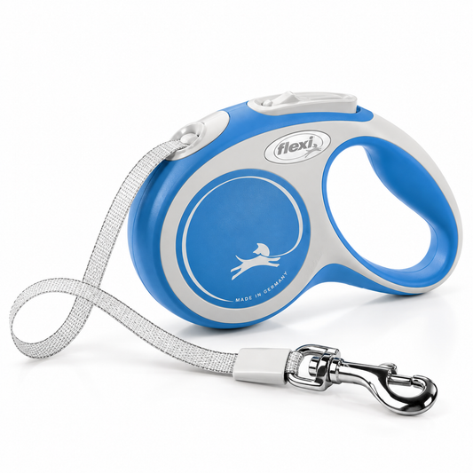 Flexi New Comfort Tape S 5 m blå – båndkobbel for hunder opptil 15 kg