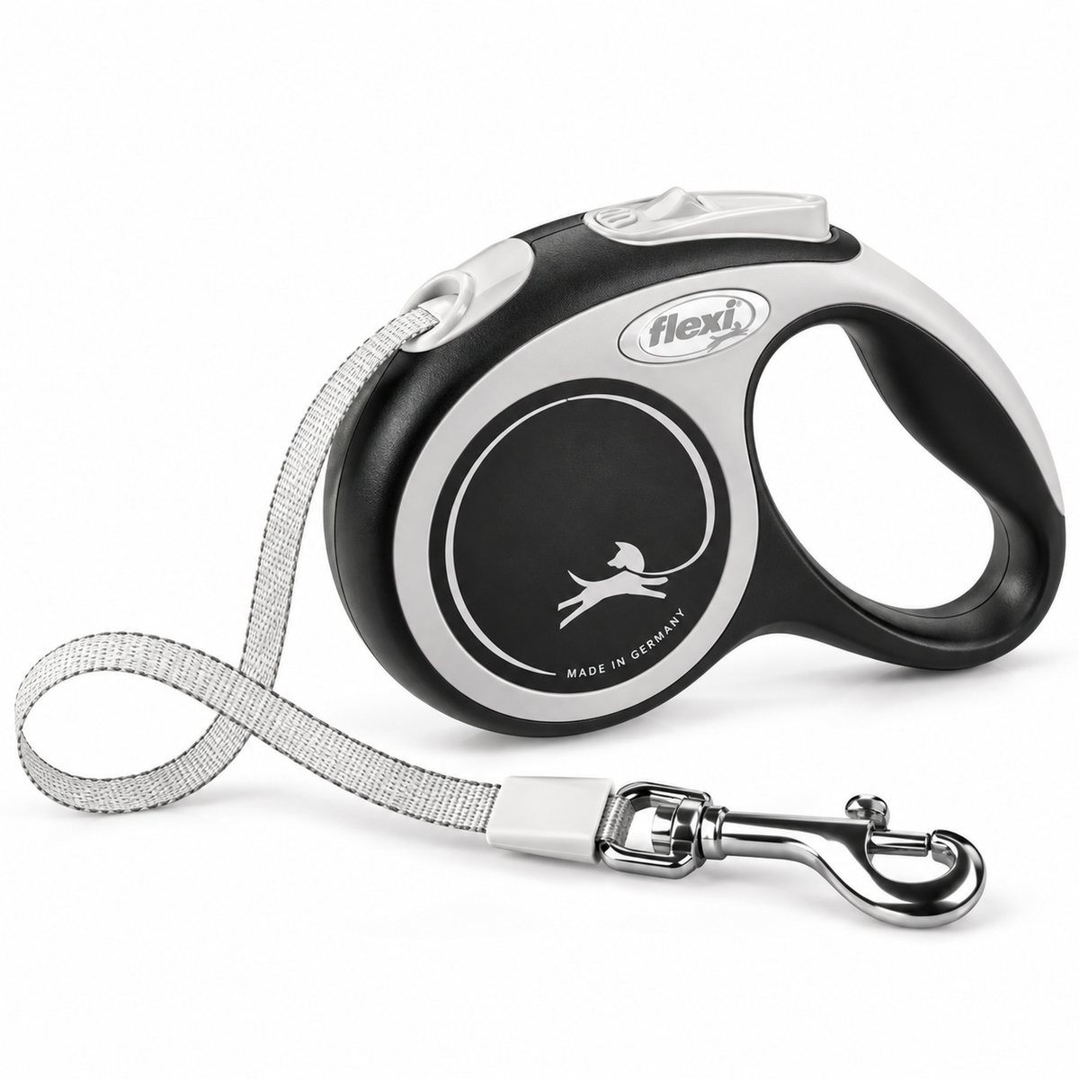 Flexi New Comfort Tape S 5 m sort – båndkobbel for hunder opptil 15 kg