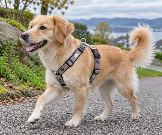 Trixie Silver Reflect H-hundesele på hund utendørs